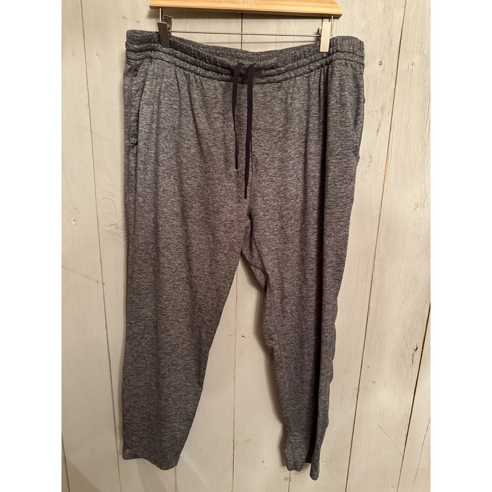 lululemon Soft Jersey Tapered Heathered Grey Drawstring Womens Pants XXL